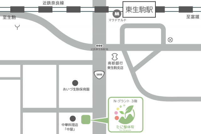 奈良県生駒市「たに整体院」地図