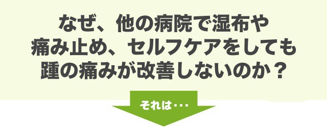 なぜ、他の病院で湿布や痛み止め、セルフケアをしても踵の痛みが改善しないのか？