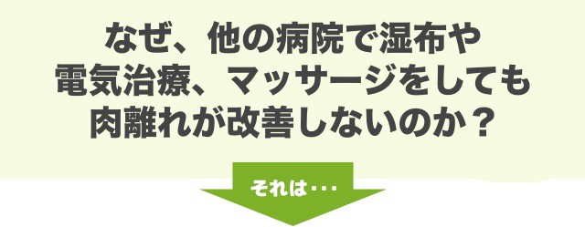 なぜ、他の病院で湿布や 電気治療、マッサージをしても 肉離れが改善しないのか？